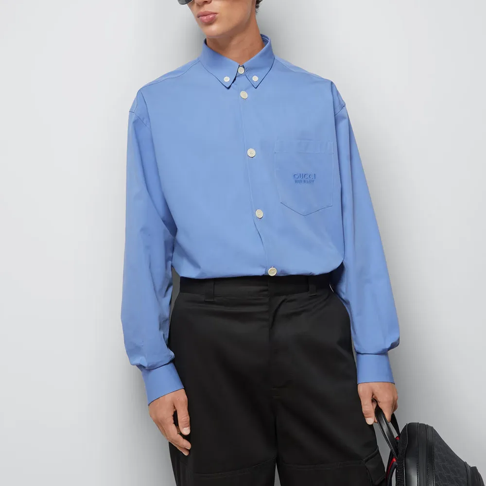 Gucci Cotton Shirt With Gucci Embroidery 'Blue' 770291-ZAPC5-4544 sold by KicksCrew product image thumbnail 4