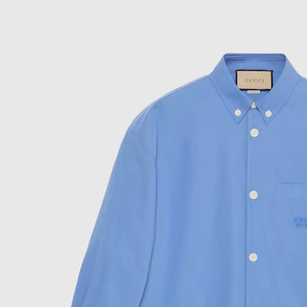 Gucci Cotton Shirt With Gucci Embroidery 'Blue' 770291-ZAPC5-4544 sold by KicksCrew product image thumbnail 5