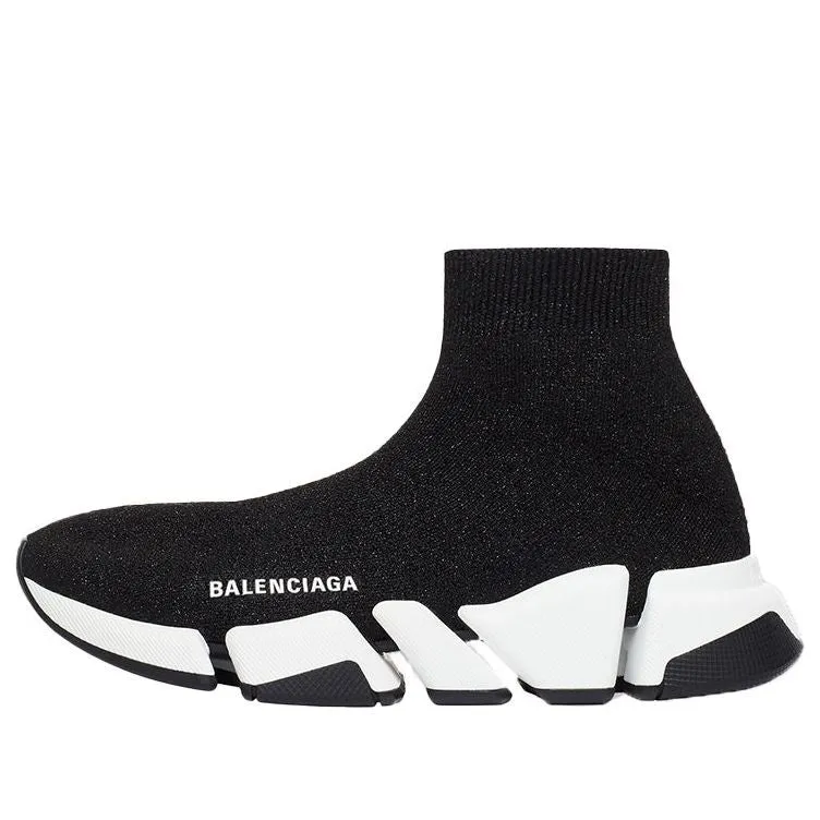 (WMNS) Balenciaga Speed 2.0 Sneakers 'Black Shiny Knit with White Sole Unit' 636833W2DC11091 sold by KicksCrew