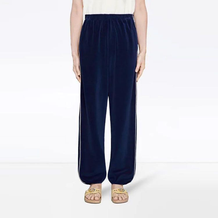 GUCCI Velour Taped Oversized Track Pant 'Blue' 574097-XJA6U-4541 sold by KicksCrew product image thumbnail 3