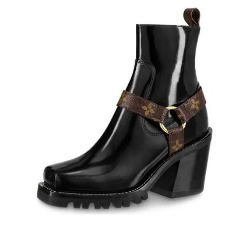 (WMNS) LOUIS VUITTON Limitless Ankle Boots 'Black with Logo Straps' 1A4WKA sold by KicksCrew