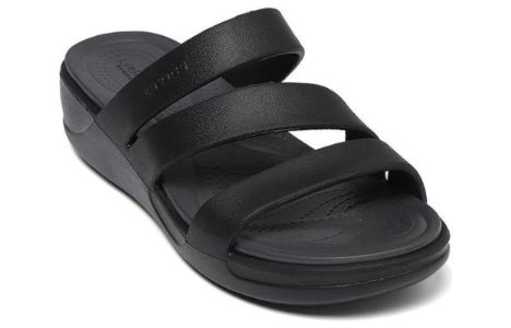(WMNS) Crocs Boca Strappy Wedge Sandals 'Black' 207434-001 sold by KicksCrew