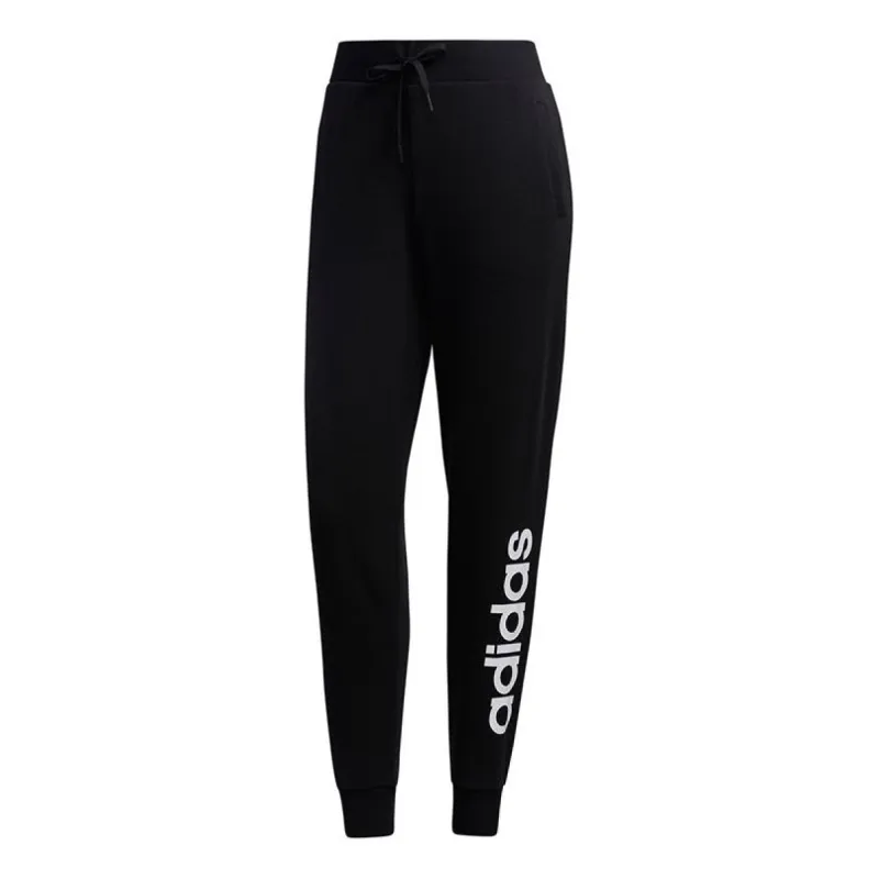(WMNS) adidas Neo Essential Logo Pants Asia Sizing 'Black White' GJ7917 sold by KicksCrew