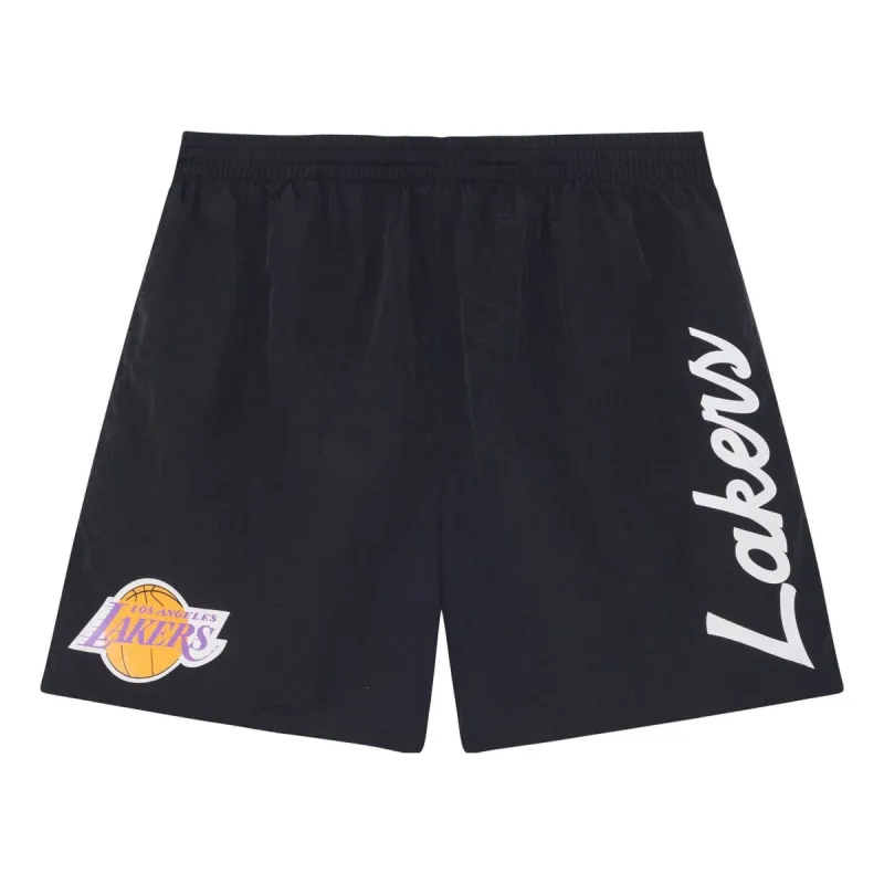 Mitchell & Ness x NBA Essential Nylon Shorts Black 'La Lakers ' PSHR4435-LALYYPPPBLCK sold by KicksCrew