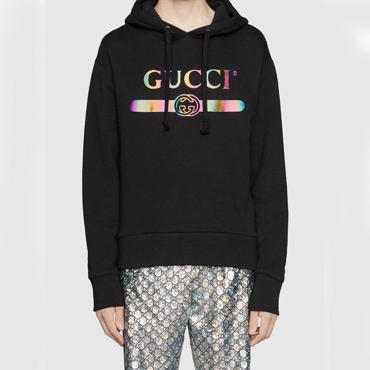 GUCCI Cotton Logo Pullover Hooded Sweatshirt 'Black' 475374-XJAPA-1082 sold by KicksCrew product image thumbnail 2