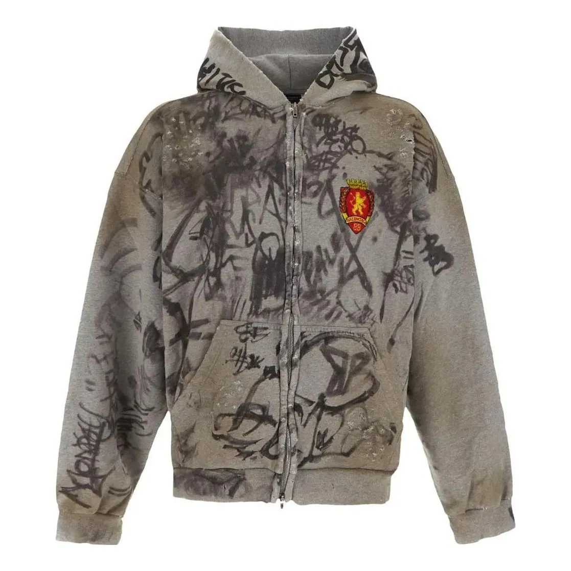 Balenciaga Scribbled Medium Fit Hoodie 'Grey' 744457TOVA81300 sold by KicksCrew