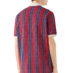 Gucci Oversize Polo With Horsebit Chain Print 'Blue Red' 564694-XJAYT-4913 sold by KicksCrew