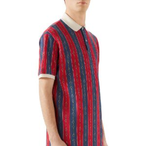 Gucci Oversize Polo With Horsebit Chain Print 'Blue Red' 564694-XJAYT-4913 sold by KicksCrew