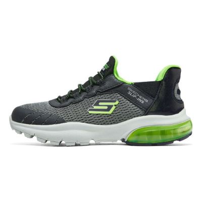 (GS) Skechers Slip-ins Razor Flex Air Sneaker 'Grey Black Green' 403839L-CCBK sold by KicksCrew