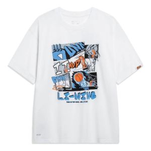 Li-Ning Basketball Graphic T-shirt 'White' AHST571-1 sold by KicksCrew