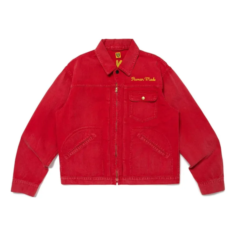 HUMAN MADE Zip-Up Work Jacket 'Red' HM27JK014 sold by KicksCrew