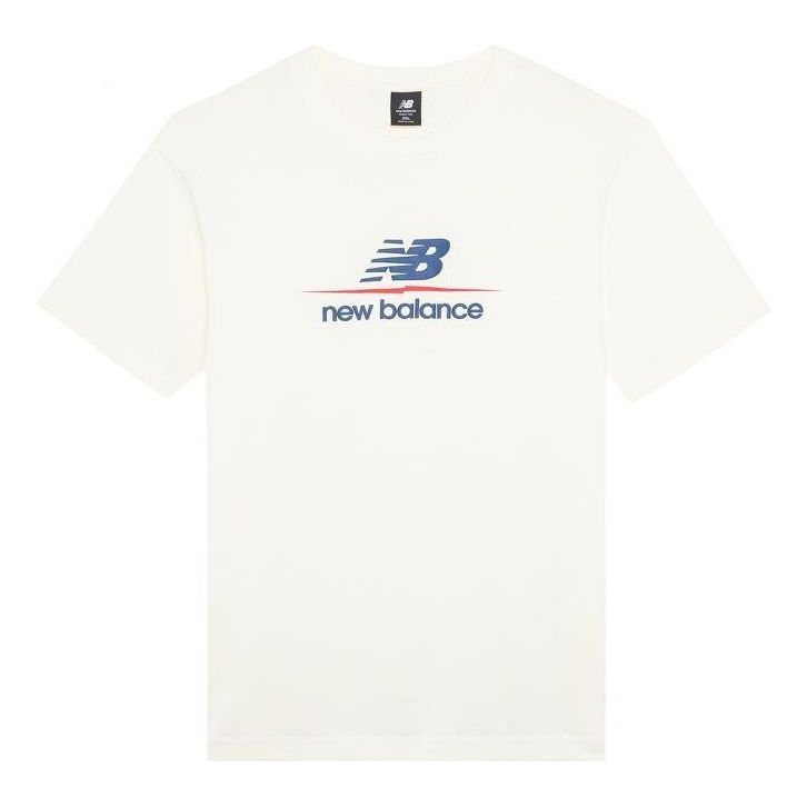 New Balance Logo Print Tee 'White Blue' AMT22393-IV sold by KicksCrew