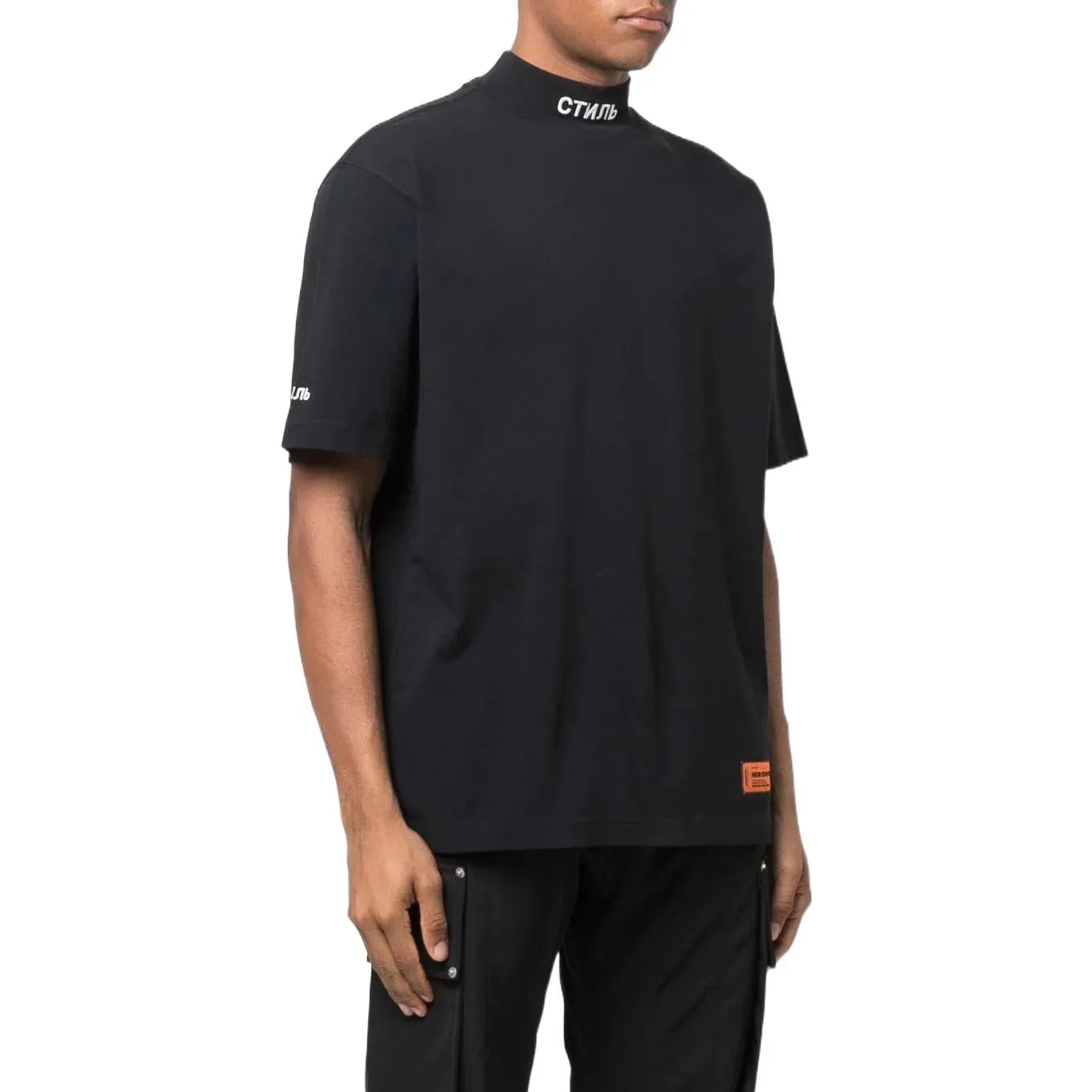 HERON PRESTON CTNMB Turtleneck T-shirt 'Black White' HMAA021C99JER0011001 sold by KicksCrew product image thumbnail 3