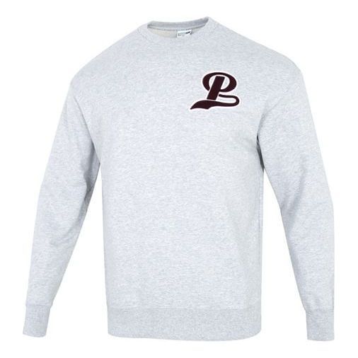 Puma Team Crew Logo Sweatshirt 'Grey Burgumdy' 539268-04 sold by KicksCrew