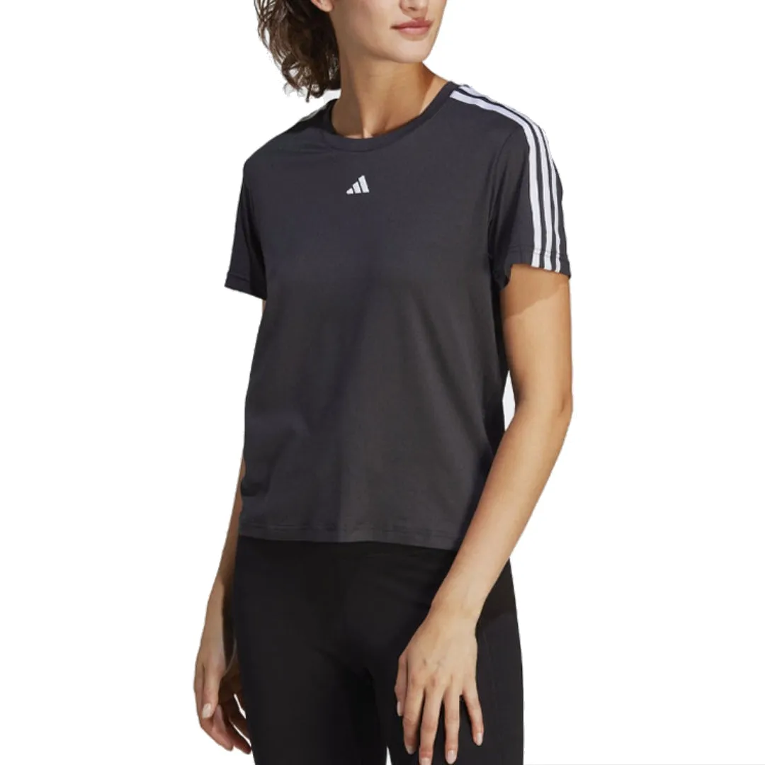 (WMNS) adidas AEROREADY Train Essentials 3-Stripes T-Shirt Asia Sizing 'Black White' IC5039 sold by KicksCrew product image thumbnail 3