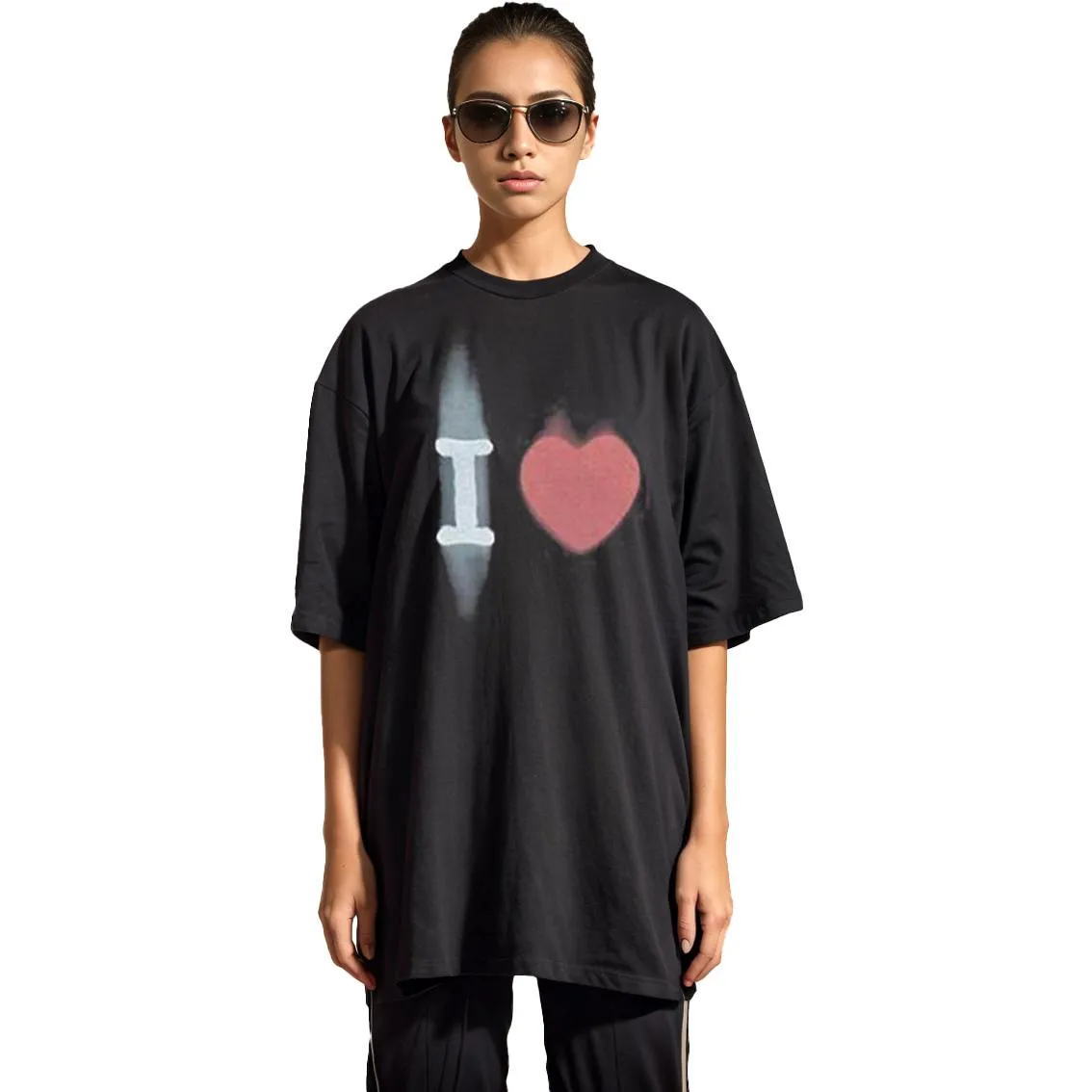 Balenciaga I Love T-shirt Large Fit 'Black' 744439TOVH39034