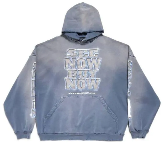 (WMNS) Balenciaga Snbn Hoodie 'Blue' 739024TQVE74108 sold by KicksCrew