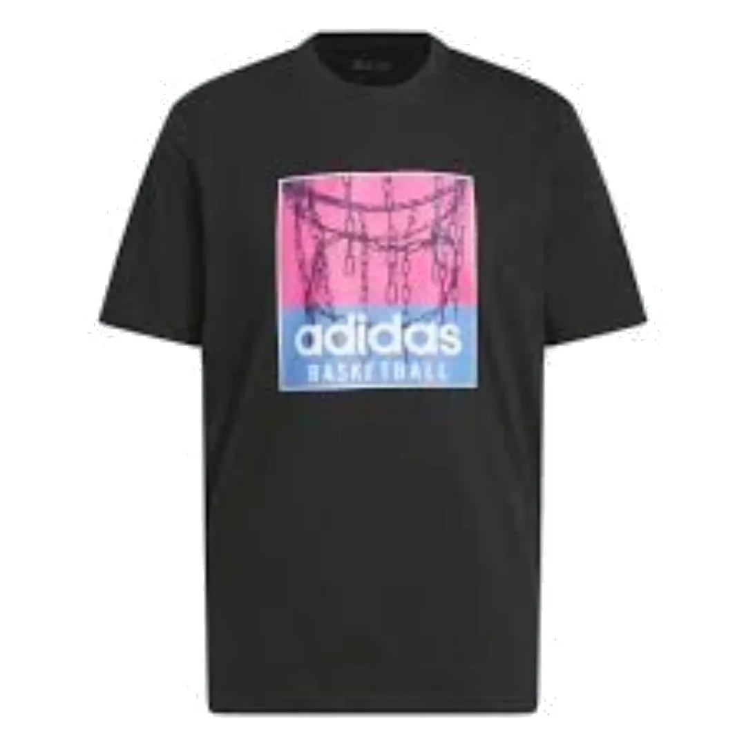 adidas Chain Net Basketball Graphic T-Shirt 'Black Pink Blue' IC1862 sold by KicksCrew