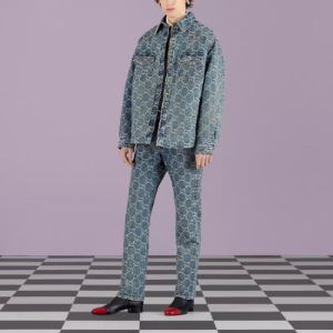 Gucci GG Jacquard Denim Shirt 'Blue White' 713911-XDB7H-4632 sold by KicksCrew
