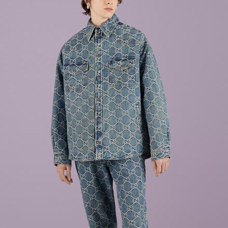Gucci GG Jacquard Denim Shirt 'Blue White' 713911-XDB7H-4632 sold by KicksCrew product image thumbnail 3