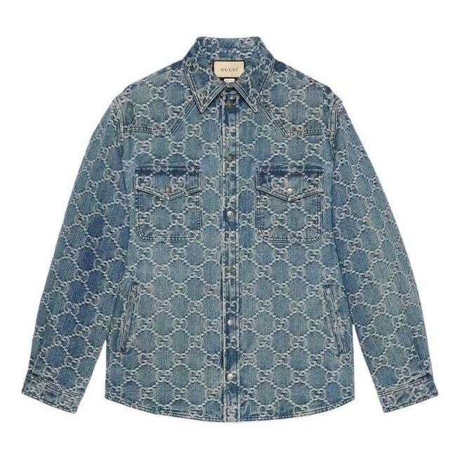 Gucci GG Jacquard Denim Shirt 'Blue White' 713911-XDB7H-4632 sold by KicksCrew