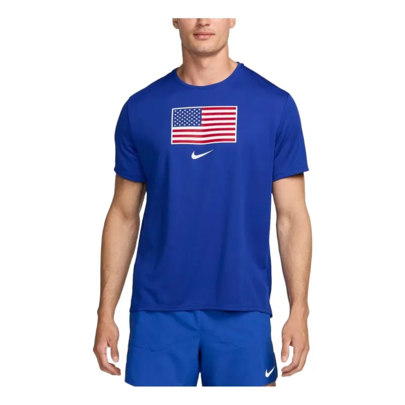 Nike Dri-FIT USA Miler Running T-Shirt 'Royal Blue' FJ3412-417 sold by KicksCrew