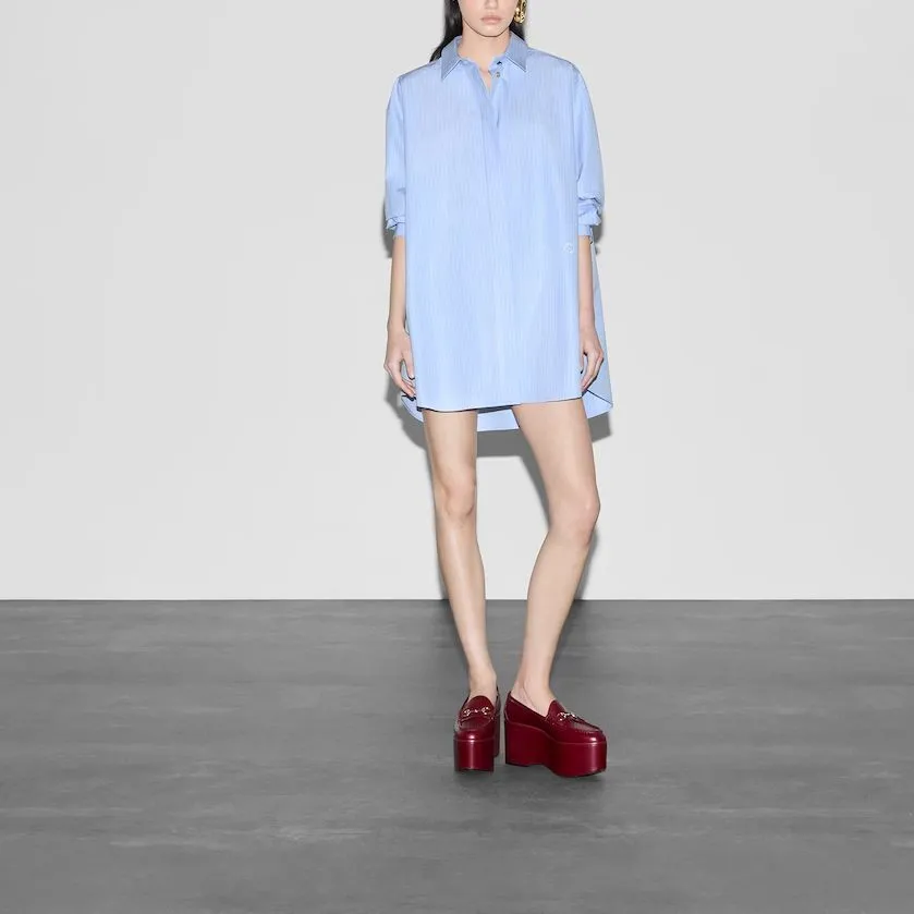 (WMNS) Gucci Striped Heavy Cotton Poplin Shirt 'Light Blue' 779330-ZAP4O-4337 sold by KicksCrew product image thumbnail 2
