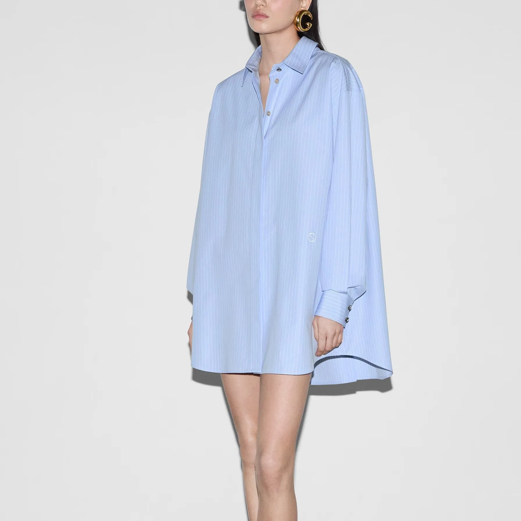 (WMNS) Gucci Striped Heavy Cotton Poplin Shirt 'Light Blue' 779330-ZAP4O-4337 sold by KicksCrew product image thumbnail 5