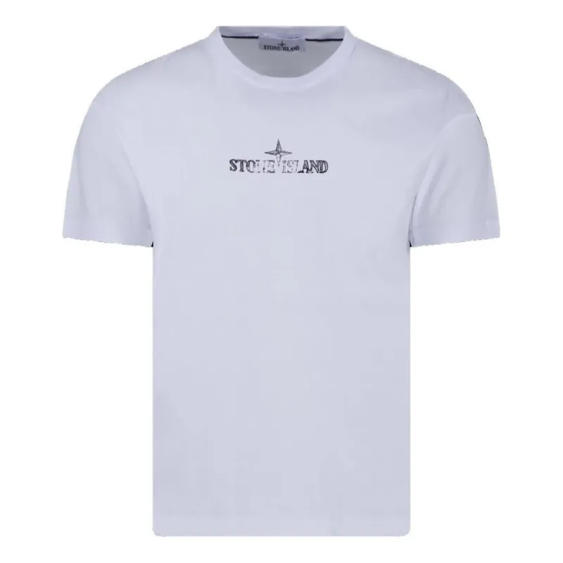STONE ISLAND Stamp Centre Logo T-shirt 'White' 79152NS81-V0001 sold by KicksCrew