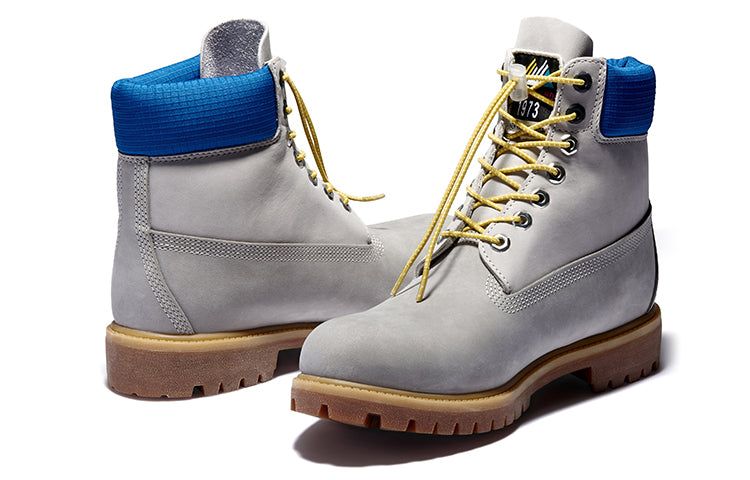Timberland Premium 6 Inch Waterproof Boots 'Grey with Blue Collar' A2N9PD52 sold by KicksCrew product image thumbnail 2