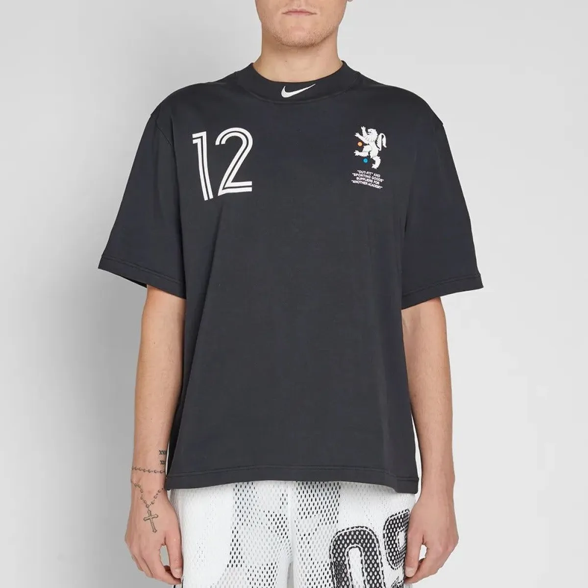 Nike x OFF-WHITE Crop Eagle Logo Printing Short Sleeve Black