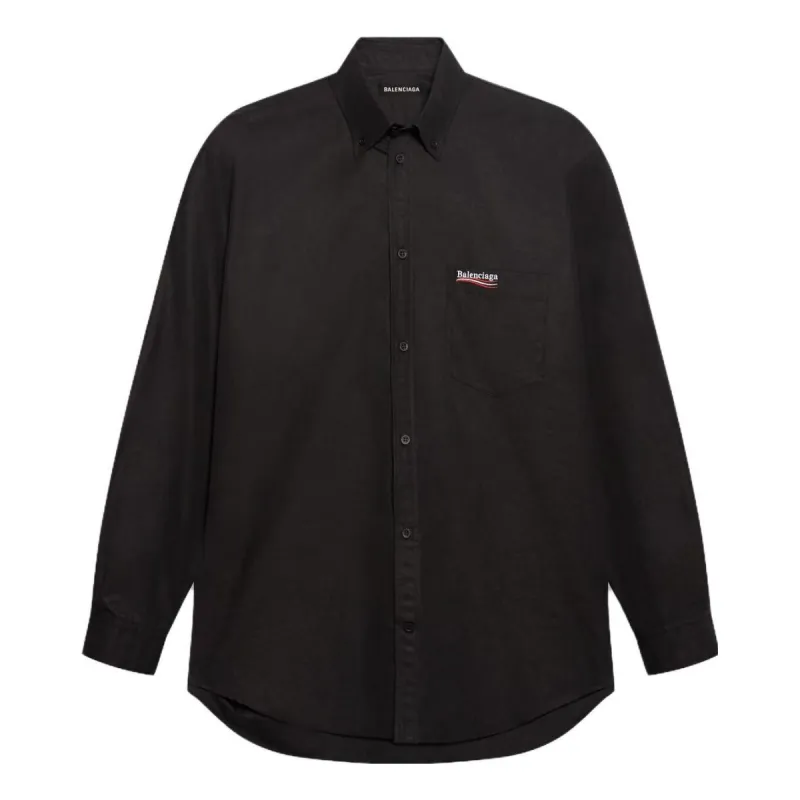 Balenciaga Political Campaign Long Sleeve Shirt 'Black' 621960TYB181000 sold by KicksCrew