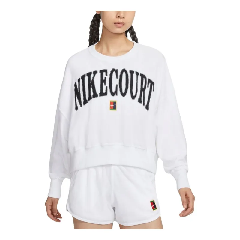 (WMNS) Nike Court Heritage Over-Oversized Crewneck Graphic Tennis Sweatshirt Asia Sizing 'White' FQ2243-100 sold by KicksCrew