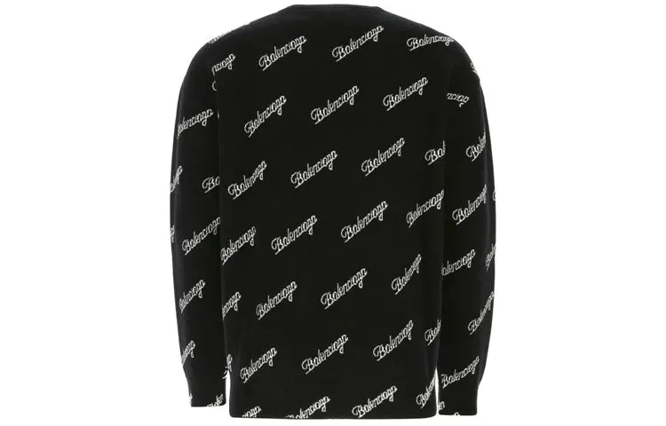 Balenciaga All Over Script Logo Knit Sweater 'Black' 646493T41121070 sold by KicksCrew product image thumbnail 2