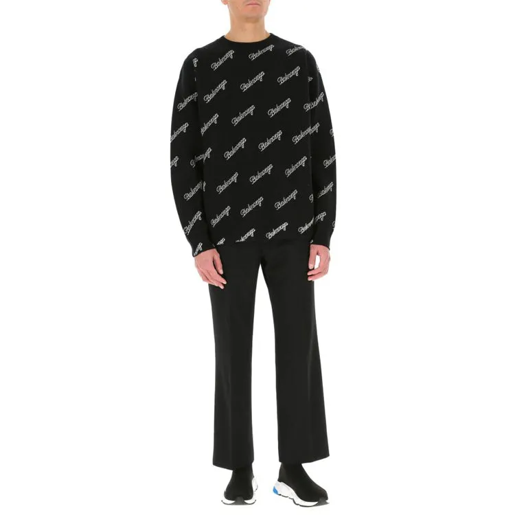 Balenciaga All Over Script Logo Knit Sweater 'Black' 646493T41121070 sold by KicksCrew product image thumbnail 3