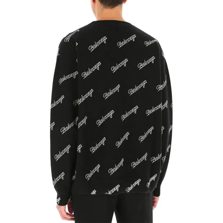 Balenciaga All Over Script Logo Knit Sweater 'Black' 646493T41121070 sold by KicksCrew product image thumbnail 5