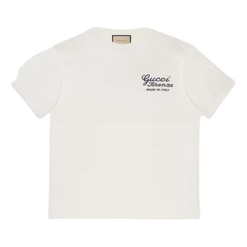 Gucci Embroidery Cotton Jersey T-shirt 'Off White' 782762-XJGH4-9088 sold by KicksCrew