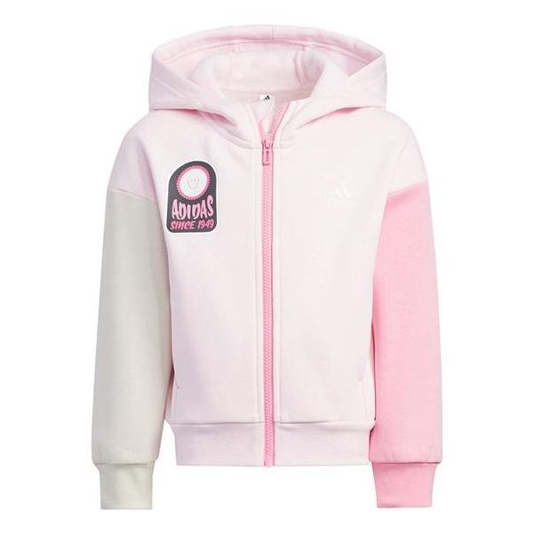 Adidas Fleece Hooded Jacket 'Pink White' HM9653 sold by KicksCrew