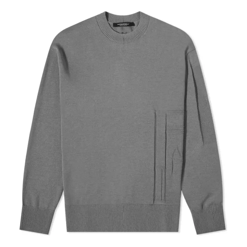A-COLD-WALL* Intarsia Logo Knit Sweaters 'Grey' ACWMK058-MIDGRE sold by KicksCrew