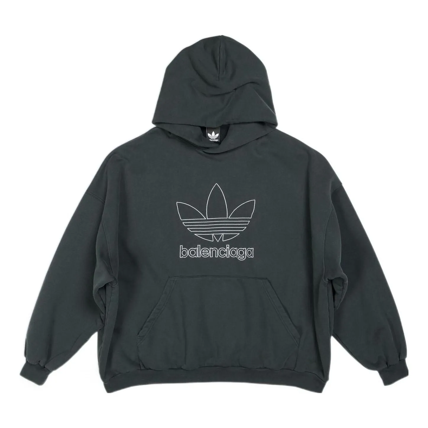 Balenciaga x adidas Logo Oversized Hoodie 'Green White' 712396TNVA93775 sold by KicksCrew