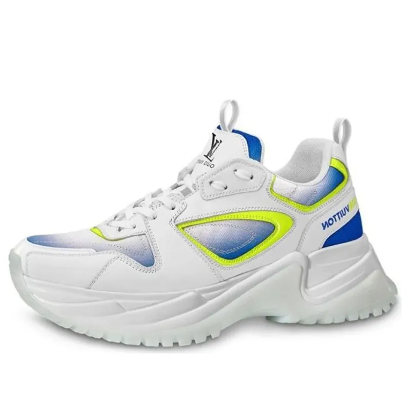 LOUIS VUITTON Run Away Pulse Sneakers 'White Blue Neon Yellow' 1A5YL6 sold by KicksCrew