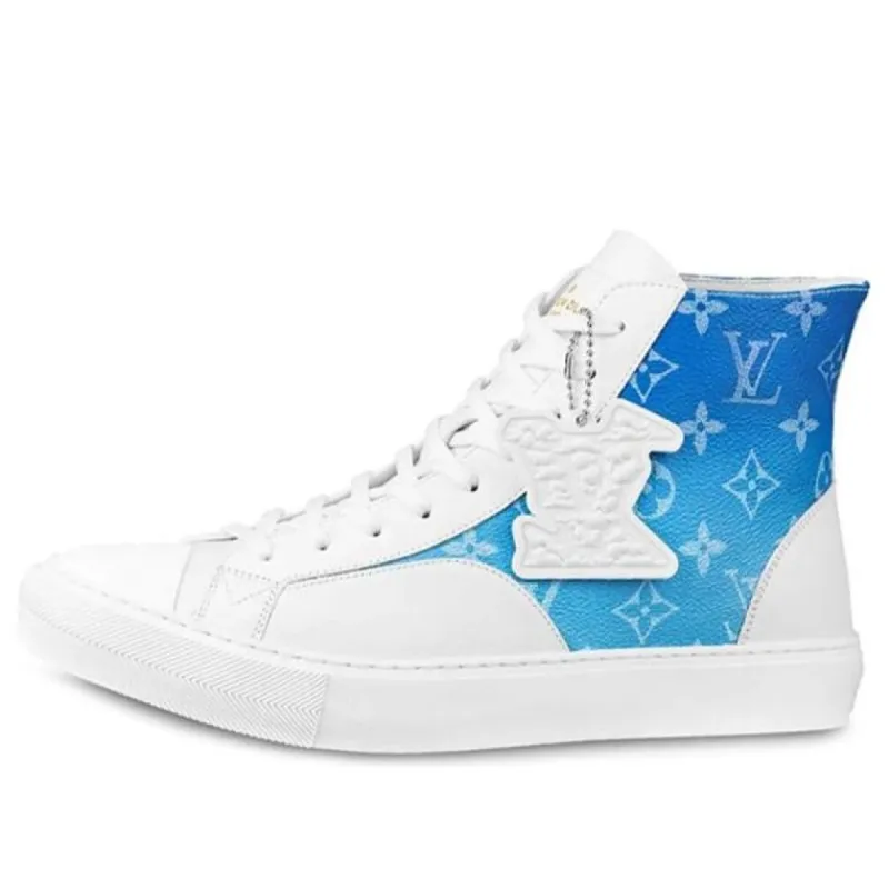 LOUIS VUITTON Tattoo Ankle Sneakers 'White with Blue Monogram' 1A8AH5 sold by KicksCrew