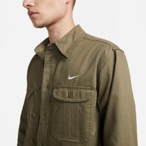 Nike SB Woven Skate Long-Sleeve Button Down 'Olive' DQ6288-222 sold by KicksCrew