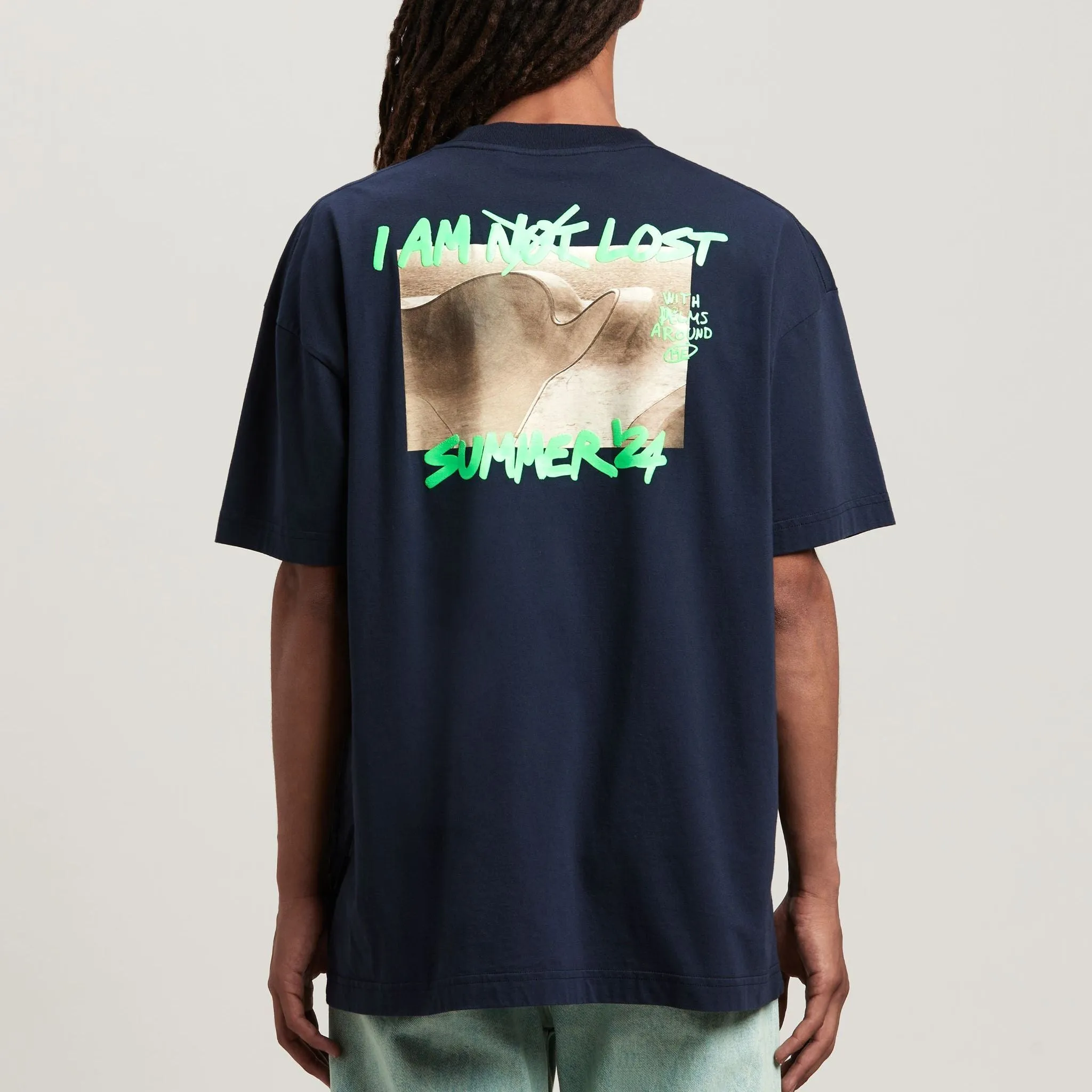 Palm Angels I Am Lost T-Shirt 'Navy Blue' PMAA072S24JER0044670 sold by KicksCrew product image thumbnail 3