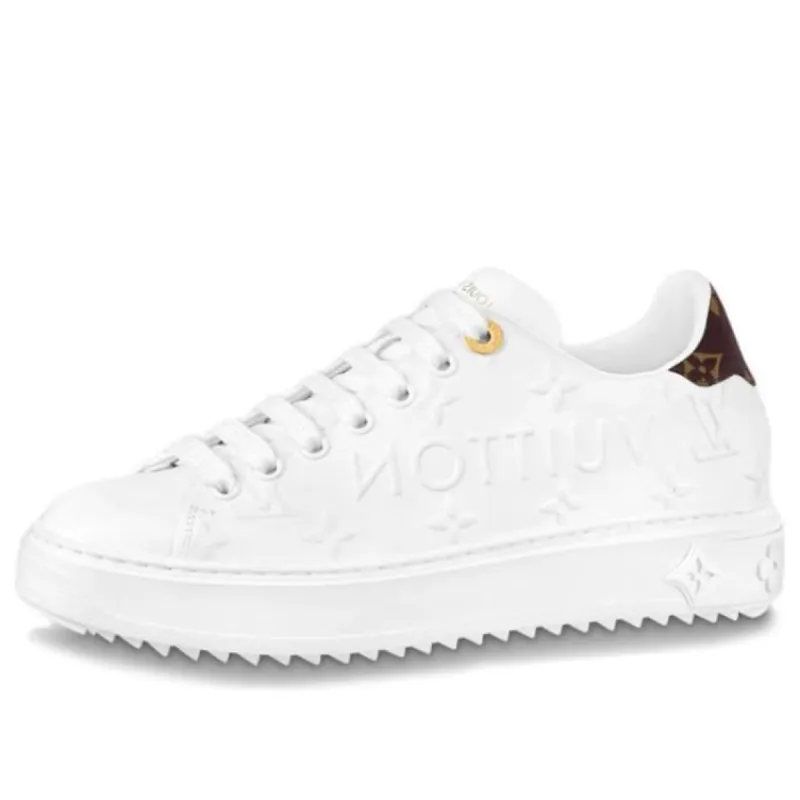 (WMNS) LOUIS VUITTON Time Out Trainers 'White Logo with Monogram' 1AAP6D sold by KicksCrew