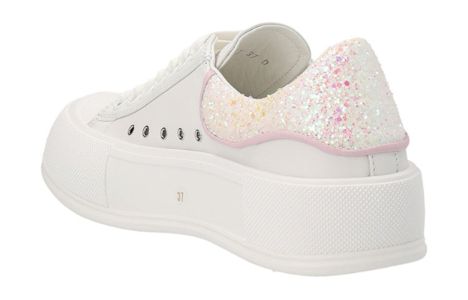 (WMNS) Alexander McQueen Deck Sneakers 'White Pink Glittered' 702047WICEV8868 sold by KicksCrew