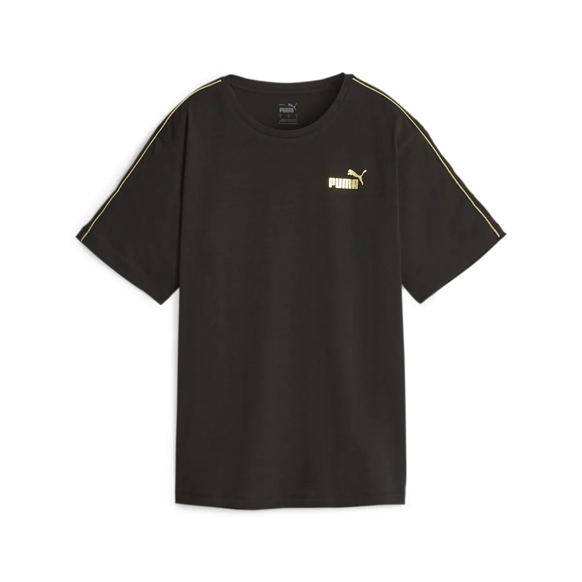 PUMA Essential Minimal Gold T-Shirt 'Black with Side Stripes' 680018-01 sold by KicksCrew