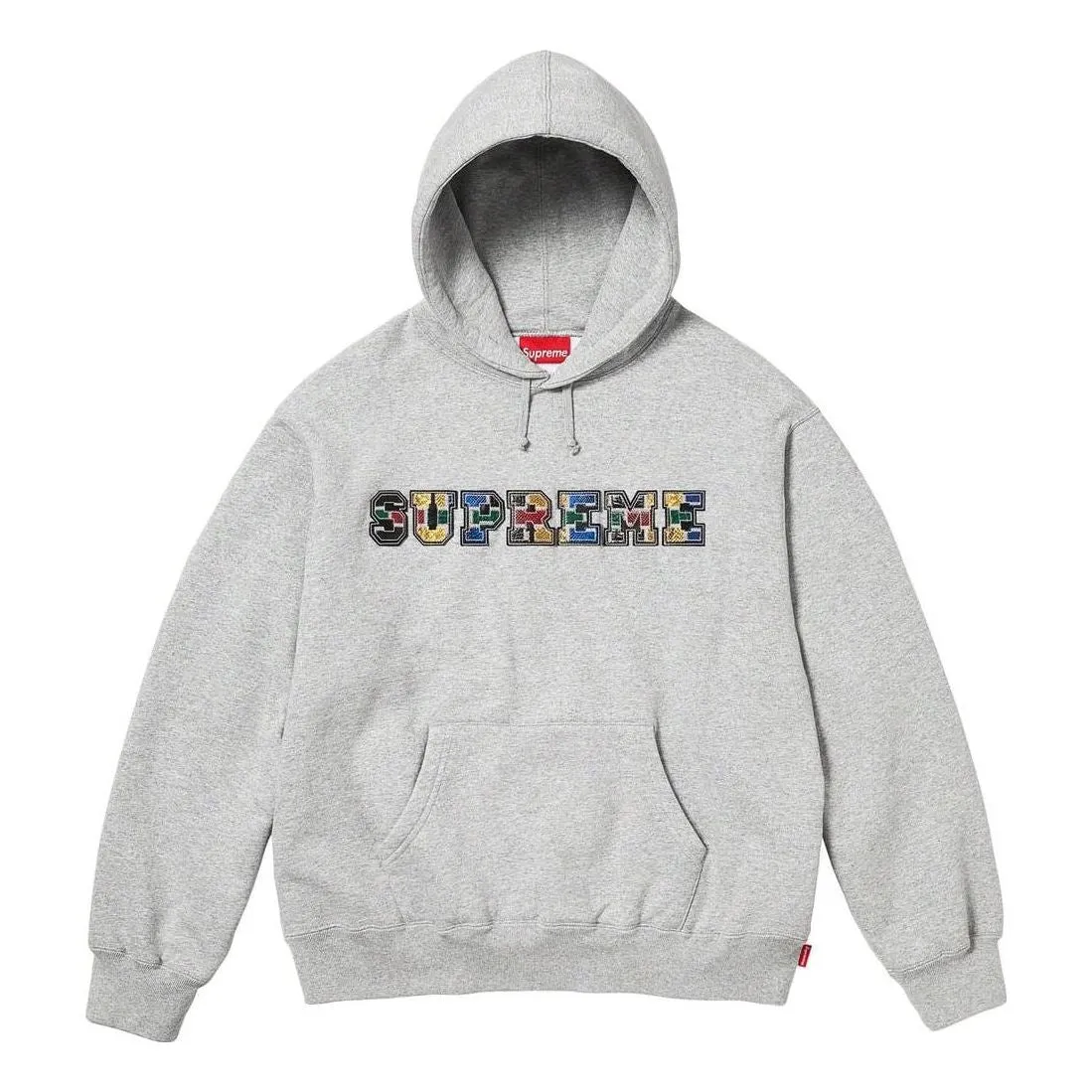 Supreme FW23 Week1 Collegiate Patchwork Leather Hoodie 'Grey' SUP-FW23-028 sold by KicksCrew