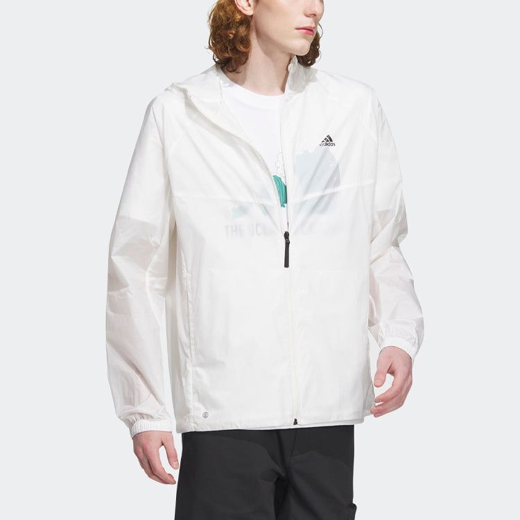 Adidas Hooded Windbreaker Jacket 'White' IA1784 sold by KicksCrew product image thumbnail 4