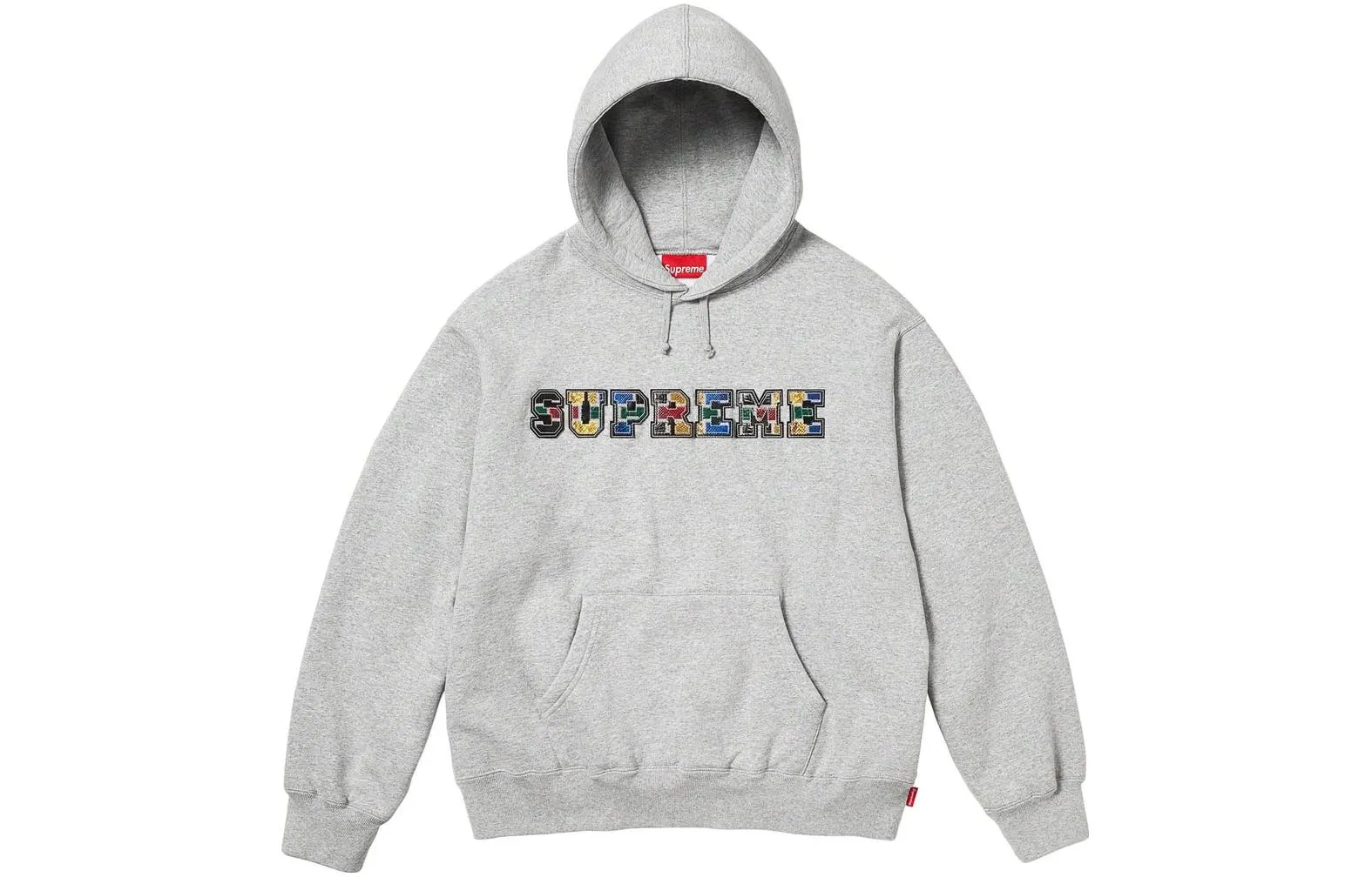 Supreme FW23 Week1 Collegiate Patchwork Leather Hoodie 'Grey' SUP-FW23-028 sold by KicksCrew product image thumbnail 2